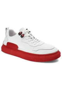 Biało-Czerwone Sneakersy Artiker Stylowe Obuwie Męskie. Kolor: czerwony