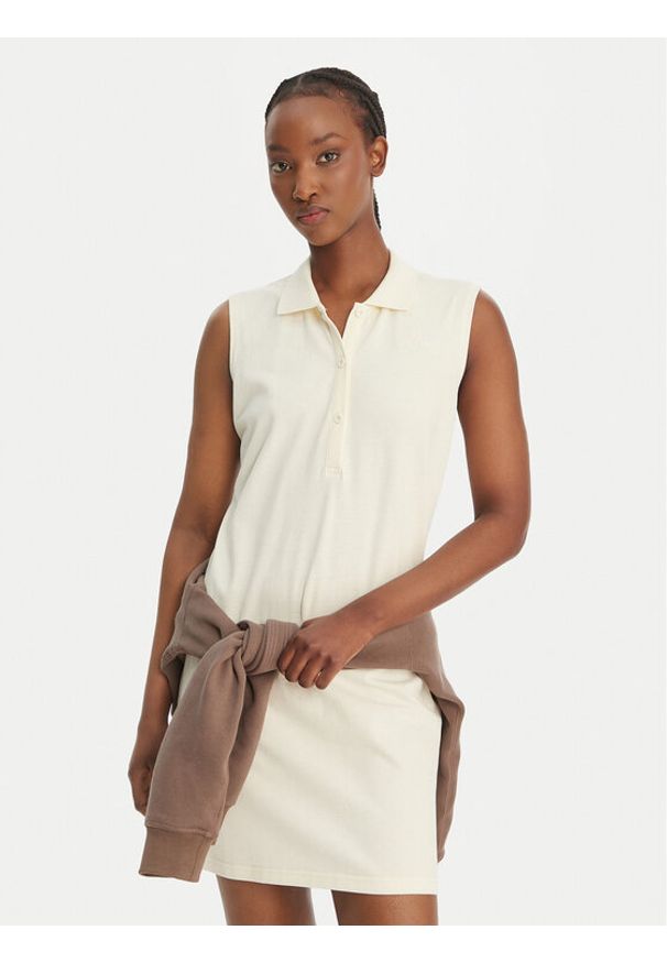 Kappa Sukienka codzienna Ivanka 332D7MW Écru Regular Fit. Okazja: na co dzień. Materiał: bawełna. Typ sukienki: proste. Styl: casual