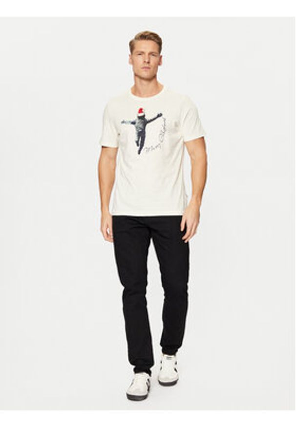 Blend T-Shirt 20717591 Écru Regular Fit. Materiał: bawełna