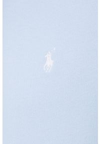 Polo Ralph Lauren bluza męska z kapturem gładka. Typ kołnierza: polo, kaptur. Kolor: niebieski. Materiał: poliester. Wzór: gładki
