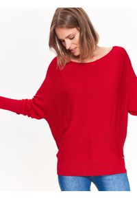 TOP SECRET - Sweter długi rękaw damski. Okazja: na co dzień. Kolor: czerwony. Długość rękawa: długi rękaw. Długość: długie. Sezon: zima, jesień. Styl: casual #1