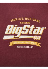 Big-Star - Koszulka męska z nadrukiem bordowa Briss 604. Okazja: na co dzień. Kolor: czerwony. Materiał: jeans, skóra, materiał, bawełna. Wzór: nadruk. Styl: vintage, casual, klasyczny #6