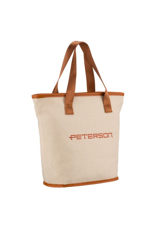 Beżowo-brązowa kosmetyczka z tkaniny syntetycznej zamykana suwakiem - Peterson. Kolor: brązowy, beżowy, wielokolorowy. Materiał: tkanina, syntetyk