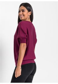 Sweter bonprix jeżynowy. Kolor: fioletowy. Długość rękawa: krótki rękaw. Długość: krótkie #4