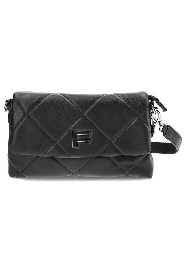 Torebka damska Filippo, pikowana z kopertowa z klapką i odpinanym paskiem, czarna, TD0342/22 BK. Kolor: czarny. Wzór: aplikacja. Materiał: pikowane. Styl: elegancki