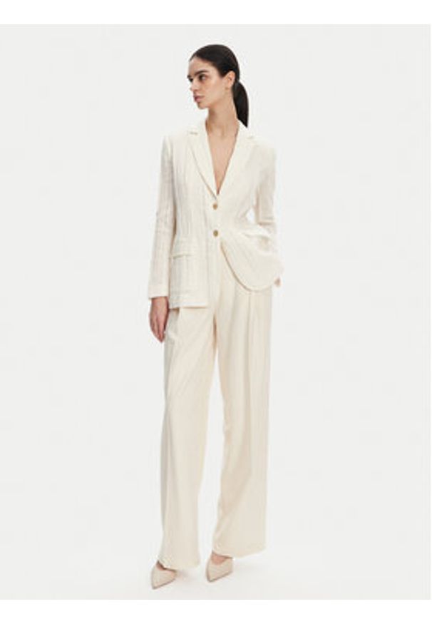 TwinSet - TWINSET Marynarka 251TT2140 Écru Slim Fit. Materiał: bawełna
