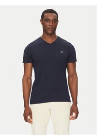 Lacoste T-Shirt TH6710 Granatowy Regular Fit. Kolor: niebieski. Materiał: bawełna
