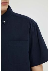 Les Deux koszula bawełniana Louis Seersucker męska kolor granatowy regular z kołnierzykiem button-down. Typ kołnierza: button down. Kolor: niebieski. Materiał: bawełna. Długość rękawa: krótki rękaw. Długość: krótkie #4