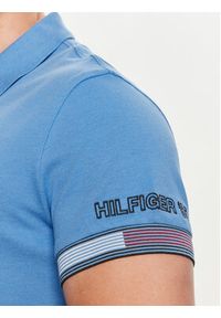 TOMMY HILFIGER - Tommy Hilfiger Polo Flag MW0MW34780 Niebieski Slim Fit. Typ kołnierza: polo. Kolor: niebieski. Materiał: bawełna, wiskoza #3