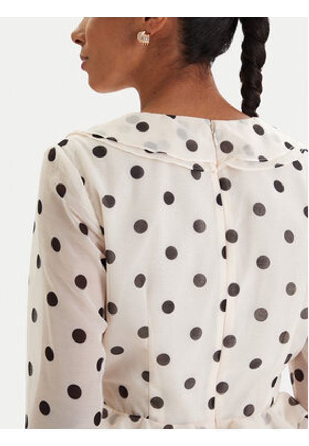 BARDOT - Bardot Sukienka koktajlowa Frill Detail 60115DB2 Écru Regular Fit. Materiał: syntetyk. Styl: wizytowy