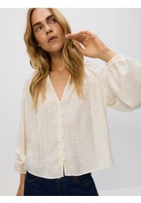 Reserved - Koszula z haftem - złamana biel. Materiał: len, wiskoza. Wzór: haft #1