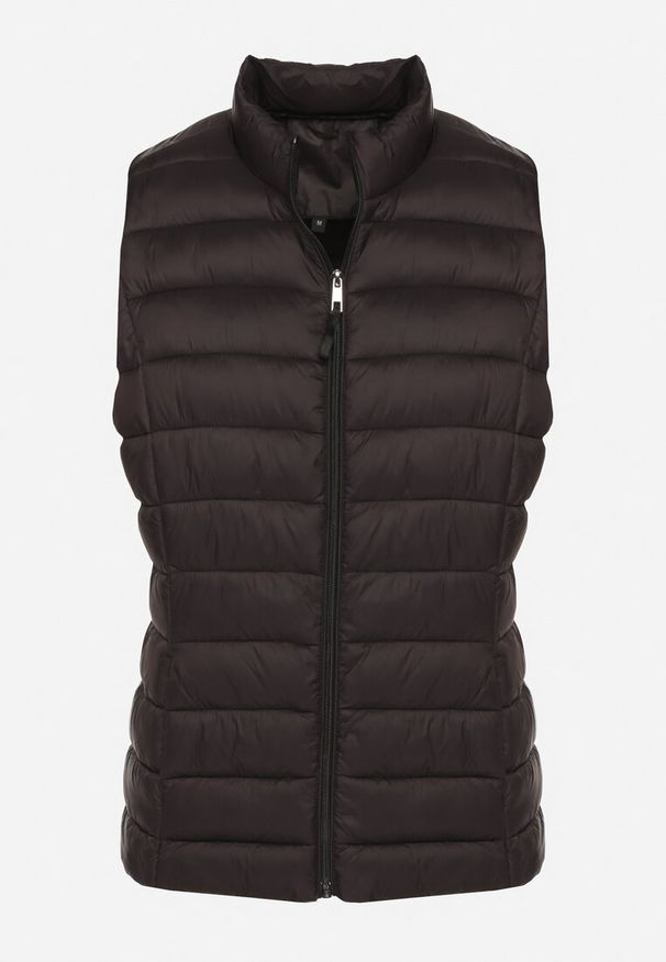 Born2be - Czarna Pikowanana Kamizelka Sifitta. Okazja: na co dzień. Kolor: czarny. Materiał: jeans. Styl: klasyczny, casual, elegancki