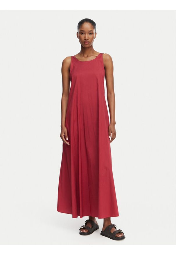 Max Mara Beachwear Sukienka codzienna 2616221039650 Czerwony Regular Fit. Okazja: na co dzień. Kolor: czerwony. Materiał: bawełna. Typ sukienki: proste. Styl: casual