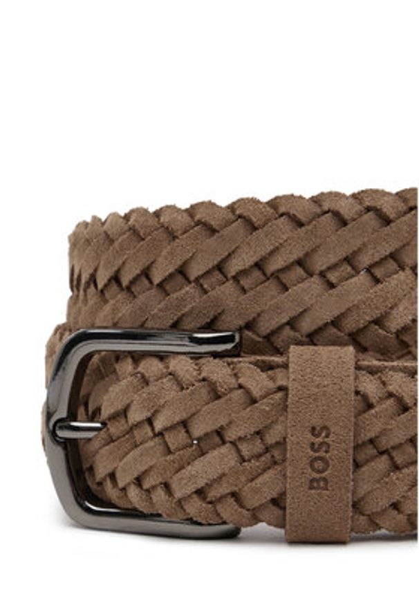 BOSS Pasek Męski 50542184 Beżowy. Kolor: beżowy. Materiał: skóra