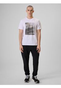 4f - 4F T-shirt regular z nadrukiem męski - biały S. Okazja: na co dzień. Kolor: biały. Materiał: dresówka, dzianina, materiał, jeans, bawełna. Wzór: nadruk. Styl: casual, klasyczny #2