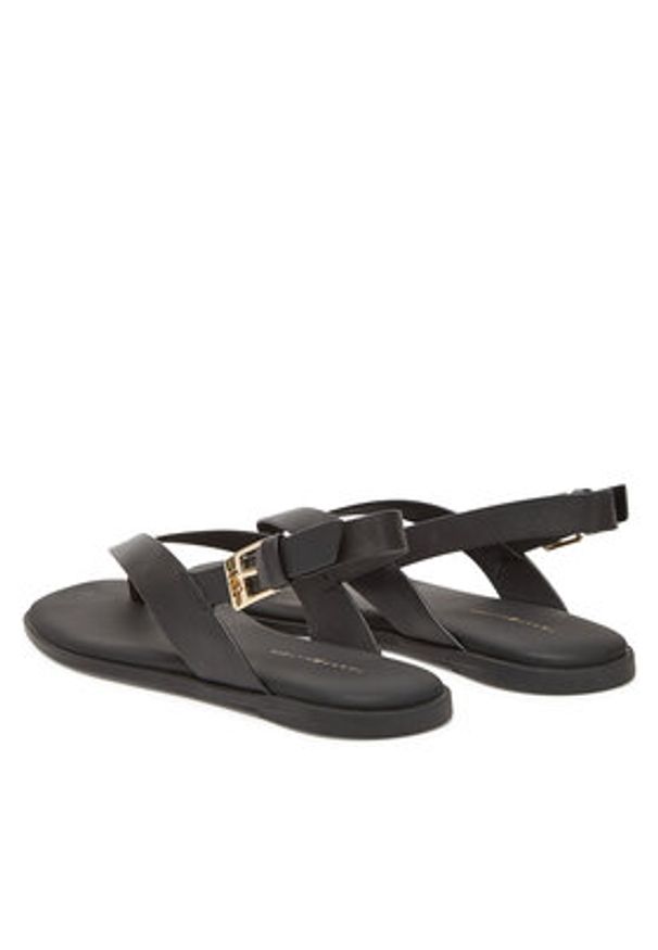 TOMMY HILFIGER - Tommy Hilfiger Sandały Color Block Thong Flat Sandal FW0FW08883 Czarny. Kolor: czarny. Materiał: skóra