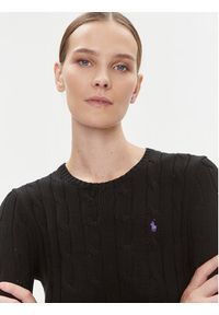 Polo Ralph Lauren Sweter 211891640011 Czarny Regular Fit. Typ kołnierza: polo. Kolor: czarny. Materiał: bawełna #5