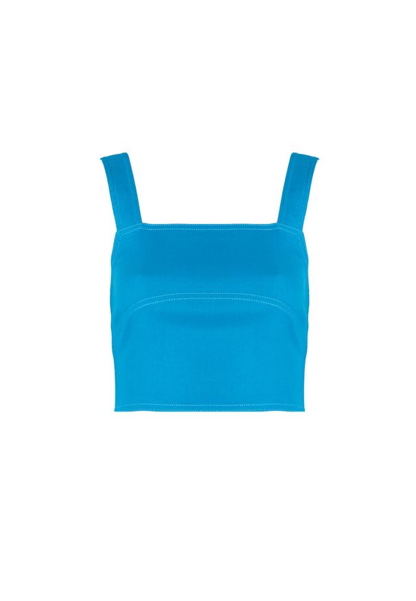 Pinko Top "Rottofreno" | 100452 A0IM | Kobieta | Niebieski. Okazja: na spotkanie biznesowe. Kolor: niebieski. Materiał: elastan, wiskoza, len. Długość rękawa: na ramiączkach. Sezon: lato. Styl: elegancki, biznesowy
