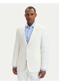 BOSS Marynarka Hutson Peak 262 50561857 Biały Slim Fit. Kolor: biały. Materiał: len #1