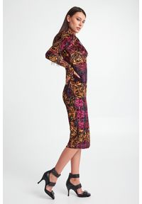 Versace Jeans Couture - SUKIENKA VERSACE JEANS COUTURE. Materiał: welur. Wzór: kratka. Typ sukienki: dopasowane. Długość: midi #3
