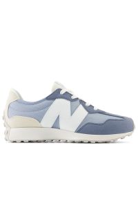 Buty New Balance GS327FH - niebieskie. Okazja: na co dzień. Zapięcie: sznurówki. Kolor: niebieski. Materiał: zamsz, guma, materiał, syntetyk. Szerokość cholewki: normalna. Sezon: lato #1