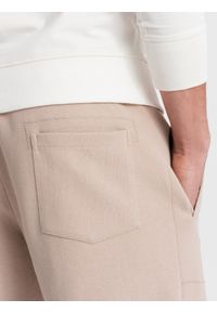Ombre Clothing - Spodnie męskie dresowe CARROT ze strukturalnej dzianiny - beżowe V2 OM-PASK-0143 - XXL. Kolor: beżowy. Materiał: dzianina, dresówka #3