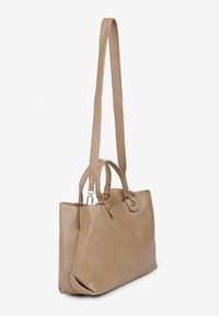 Born2be - Beżowa Dwukomorowa Torebka Typu Shopper Ozdobiona Metalicznymi Aplikacjami Adorrive. Kolor: beżowy. Wzór: aplikacja. Dodatki: z aplikacjami. Styl: elegancki #4