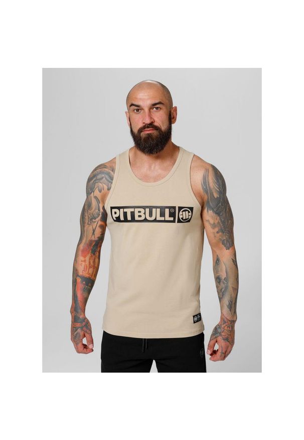 PITBULL - Tank męski Pitbull Top Slim Fit Hilltop. Typ kołnierza: kaptur. Kolor: beżowy, wielokolorowy, czarny