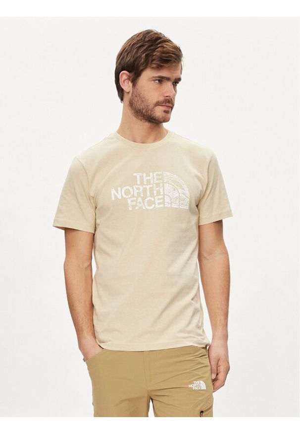 The North Face T-Shirt Woodcut Dome NF0A87NX Beżowy Regular Fit. Kolor: beżowy. Materiał: bawełna