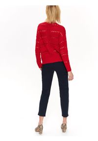TOP SECRET - Ażurowy sweter. Okazja: na co dzień. Kolor: czerwony. Materiał: dzianina. Wzór: ażurowy. Sezon: wiosna, lato. Styl: casual #4