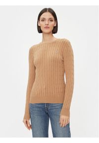 GANT - Gant Sweter 4800100 Khaki Slim Fit. Kolor: brązowy. Materiał: bawełna #1