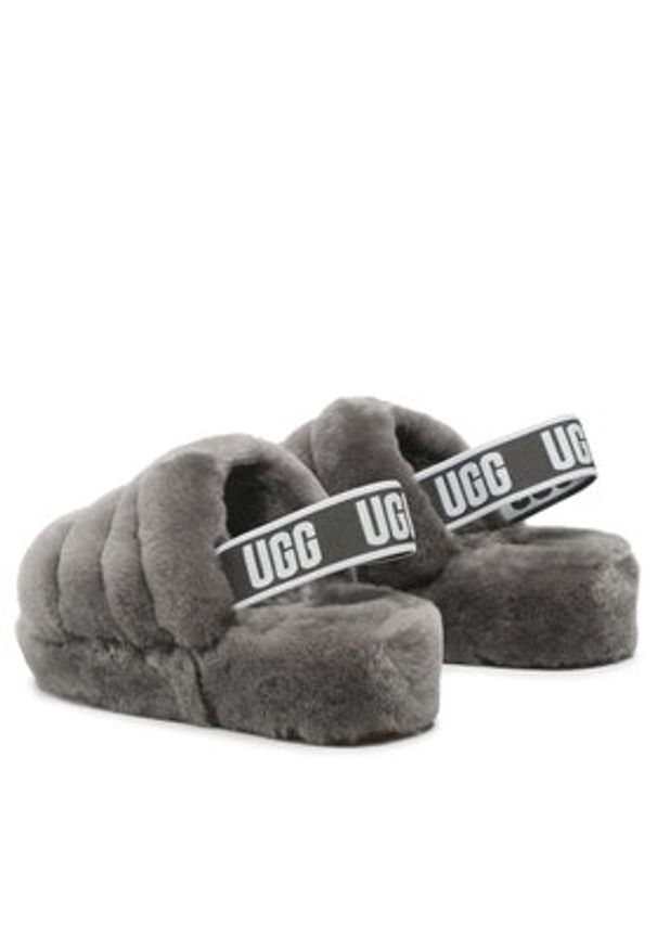 Ugg Kapcie W Fluff Yeah Slide 1095119 Szary. Kolor: szary. Materiał: skóra