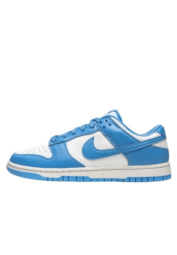 Buty do chodzenia dla dorosłych Nike Dunk Low University Blue UNC (2021). Okazja: na co dzień. Kolor: niebieski. Materiał: skóra. Sport: turystyka piesza