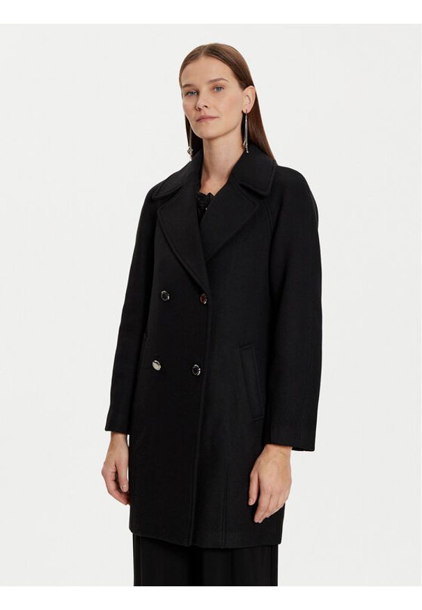 Morgan Płaszcz wełniany 242-GITI Czarny Loose Fit. Kolor: czarny. Materiał: wełna, syntetyk