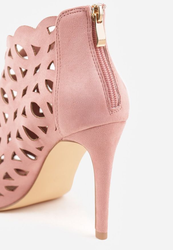 Renee - Różowe Ażurowe Sandały Botki Vices na Szpilce Natessae. Okazja: na co dzień. Kolor: różowy. Wzór: ażurowy. Obcas: na szpilce. Styl: casual, elegancki