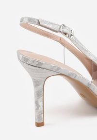 Renee - Białe Szpilki VICES Slingback z Kokardą Cyrkoniami i Transparetną Wstawką Kalilise. Zapięcie: sprzączka. Kolor: biały. Materiał: satyna. Wzór: aplikacja. Obcas: na szpilce. Styl: elegancki #7