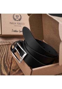 Pasek skórzany 130 cm czarny PAOLO PERUZZI PG-03-BLS-130. Kolor: czarny. Materiał: skóra. Wzór: paski. Styl: klasyczny, casual, elegancki #1