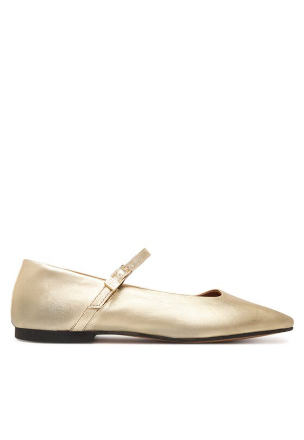 TOMMY HILFIGER - Tommy Hilfiger Baleriny Hilfiger Gold Ballerinas FW0FW09320 Złoty. Kolor: złoty. Materiał: skóra