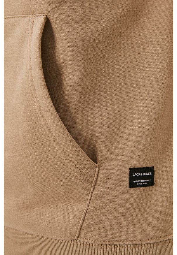 Jack & Jones Bluza męska kolor beżowy z kapturem gładka. Okazja: na co dzień. Typ kołnierza: kaptur. Kolor: beżowy. Wzór: gładki. Styl: casual
