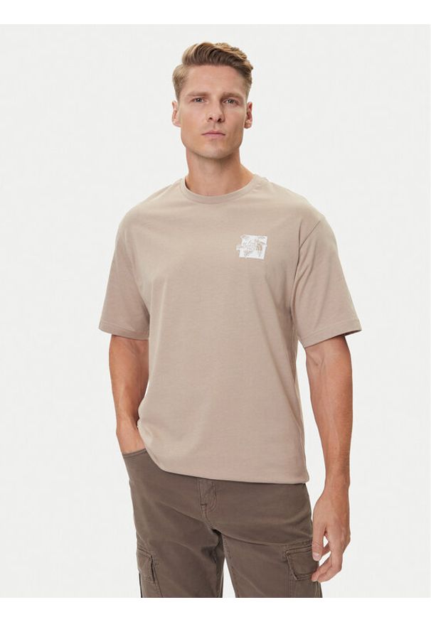 The North Face T-Shirt Connect NF0A8E3Y Beżowy Relaxed Fit. Kolor: beżowy. Materiał: bawełna