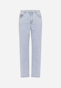 Born2be - Jasnoniebieskie Szerokie Jeansy z Bawełną Wysokim Stanem i Przetarciami Zalirenna. Okazja: na co dzień. Stan: podwyższony. Kolor: niebieski. Styl: casual #4
