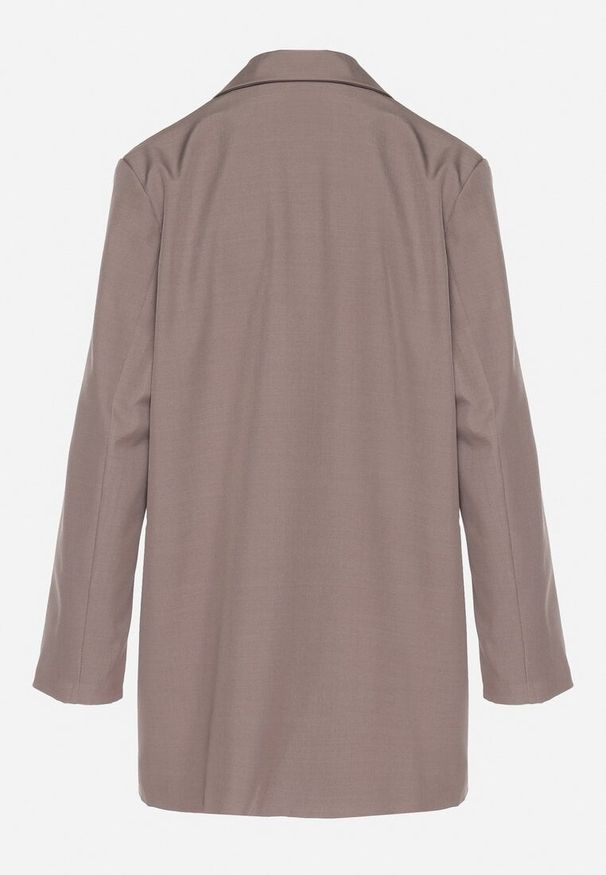 Born2be - Beżowa Dwurzędowa Marynarka o Pudełkowym Kroju Nilinne. Okazja: na co dzień, na spacer. Kolor: beżowy. Materiał: jeans. Styl: casual, elegancki