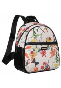DAVID JONES - Plecak kwiatowy David Jones [DH] 6940-4 beżowy. Kolor: beżowy. Materiał: skóra ekologiczna. Wzór: kwiaty #1