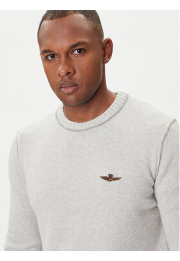Aeronautica Militare Sweter 252MA1608UL00924 Beżowy Regular Fit. Kolor: beżowy. Materiał: wełna