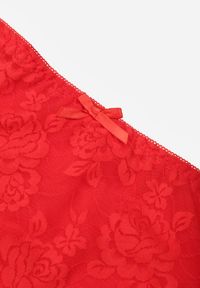 Renee - Czerwone Siateczkowe Majtki Figi High Waist z Koronkowymi Zdobieniami Heylih. Stan: podwyższony. Kolor: czerwony. Materiał: koronka. Wzór: aplikacja #2