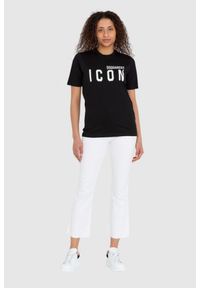 DSQUARED2 Czarny t-shirt damski z logo icon, Rozmiar S. Kolor: czarny. Materiał: bawełna #4