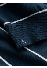 Ombre Clothing - Casualowy męski sweter w poziome paski – granatowy V1 - Rozmiar: XXL. Okazja: na co dzień. Kolor: niebieski. Materiał: nylon, włókno, materiał, bawełna. Wzór: paski. Styl: casual #7