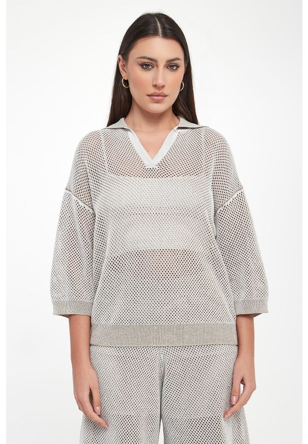 Sweter damski z kołnierzem polo PESERICO. Typ kołnierza: polo