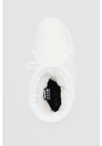 Moon Boot Śniegowce Monaco kolor biały. Nosek buta: okrągły. Zapięcie: sznurówki. Kolor: biały. Materiał: guma. Obcas: na obcasie. Wysokość obcasa: niski