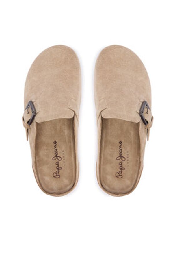 Pepe Jeans Klapki Corby Clog W PLS900001 Beżowy. Kolor: beżowy. Materiał: zamsz, skóra